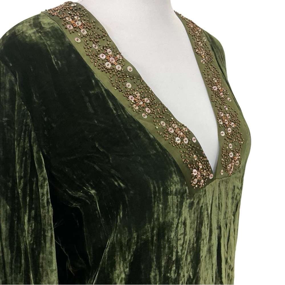 Embroidered Green VelourTunic by Population.